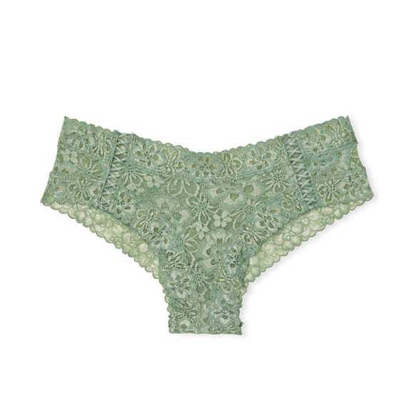 [NWT] Victoria’s Secret Lace-Up Lacie Cheeky Panty Seasalt Green Small - Picture 1 of 8